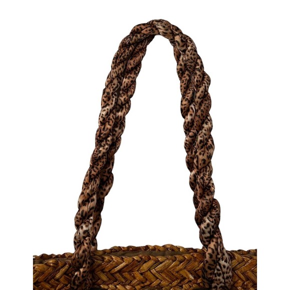 Capelli Straworld Double Handle Leopard Cheetah Mixed Print Satiny Bag Purse - Picture 9 of 9